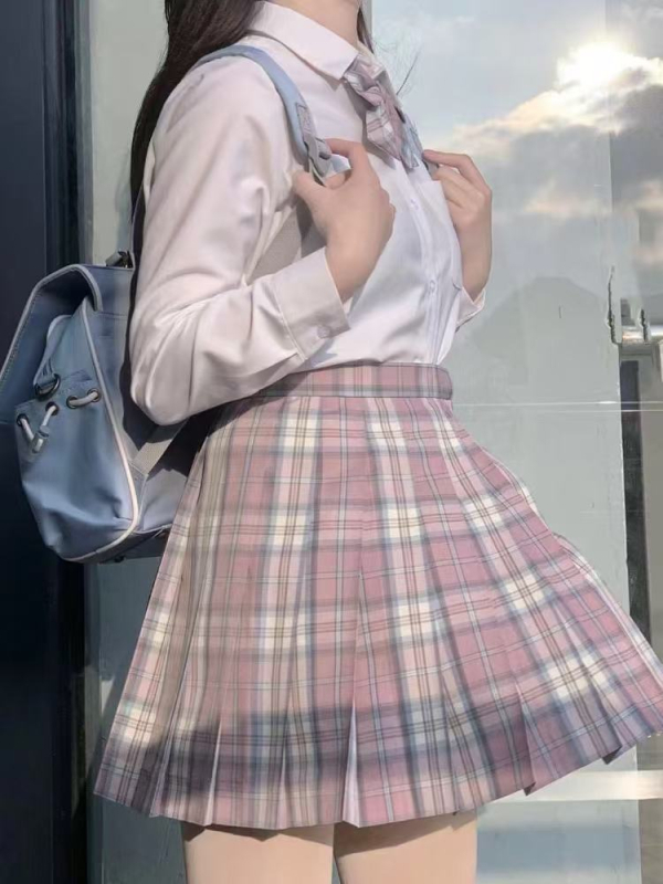 Heartquake fustă plisată cu model grilă, material poliester 95%+, stil proaspăt și drăguț, primăvara 2023