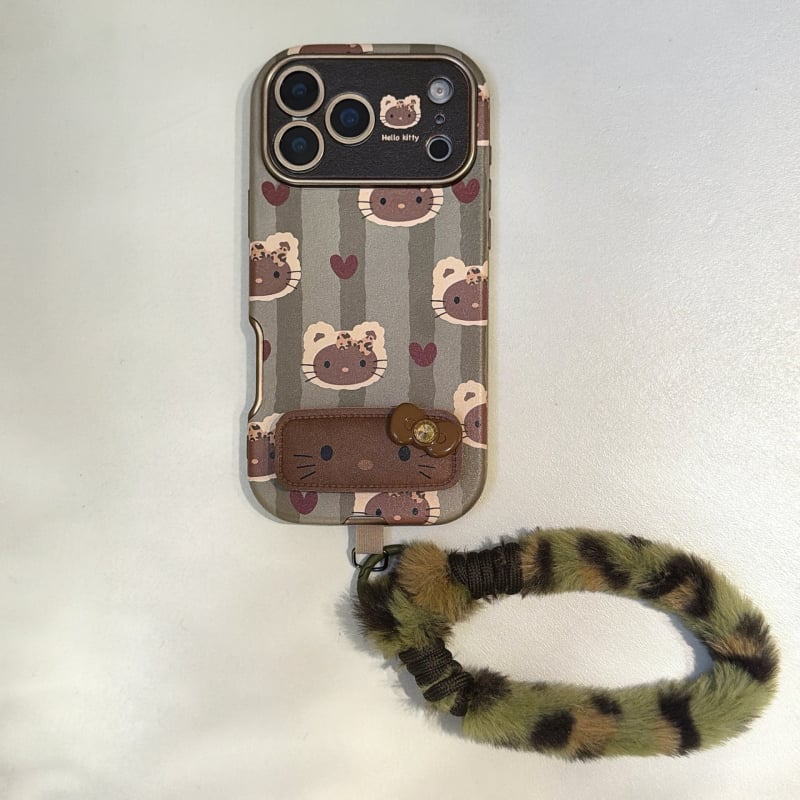 Kryt na iPhone 14 Pro / 14 Pro Max z kože s reliéfnou textúrou, mäkké plyšové šnúrky, proti pádu