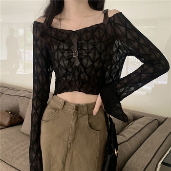 женски топ с едно рамо, тясно прилепнал силует, дълъг ръкав, полиестер, UPF30+