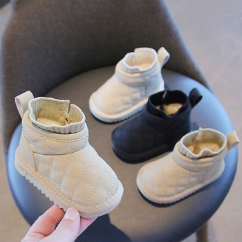 Dječje cipele za hodanje - Unisex, gležnjače za djecu, gornji dio od sintetičke kože, srednja visina čizme, otporne na hladnoću, minimalistički stil
