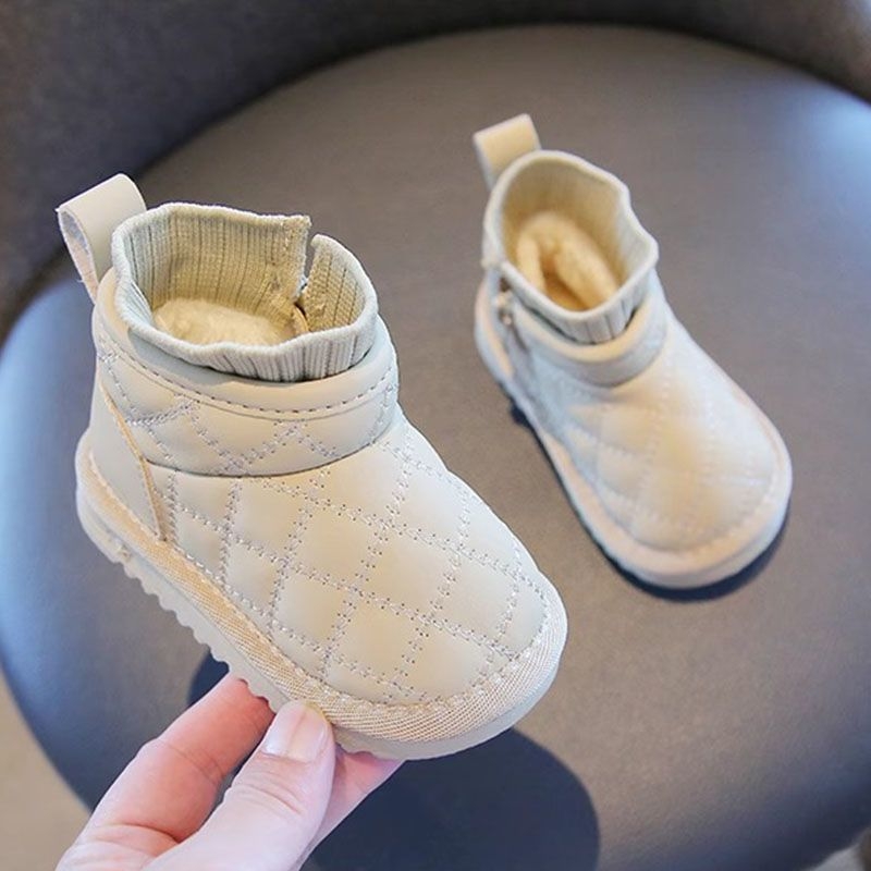 Dječje cipele za hodanje - Unisex, gležnjače za djecu, gornji dio od sintetičke kože, srednja visina čizme, otporne na hladnoću, minimalistički stil