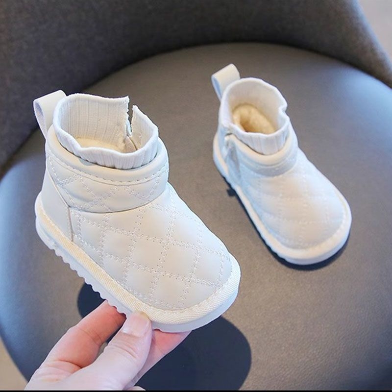 Dječje cipele za hodanje - Unisex, gležnjače za djecu, gornji dio od sintetičke kože, srednja visina čizme, otporne na hladnoću, minimalistički stil