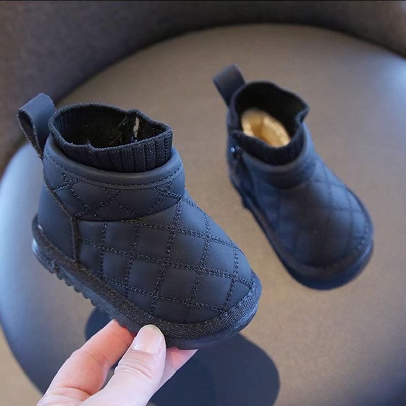 Dječje cipele za hodanje - Unisex, gležnjače za djecu, gornji dio od sintetičke kože, srednja visina čizme, otporne na hladnoću, minimalistički stil