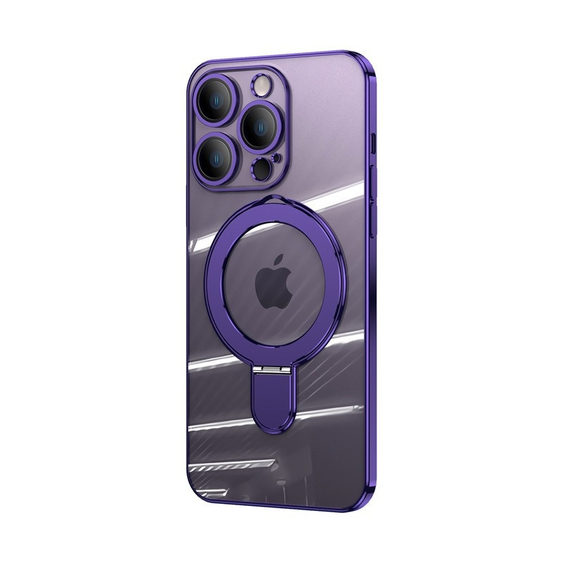 TPU kućište za telefon, prozračno s elektroplatiranim premazom, magnetskom kopčom i držačem filmske zaštite za objektiv; otporno na udarce; kompatibilno s više iPhone modela.