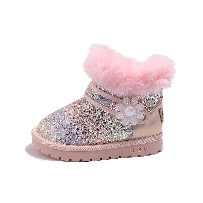 Gyerekek téli bakancsai, fleece bélés, vízálló bokacipő, felső része műbőr, alacsony boka, koreai stílus, szigetelés