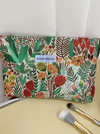 Jacquard virágmintás sminktáska, nagy kapacitású, nylon béléssel, nőknek, mindennapi használatra, 2025 tavasza