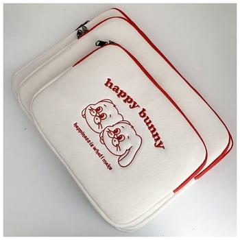 Geantă tabletă pluș cu iepuraș, model animal, material textil, căptușeală velur, stil desen animat pentru copii