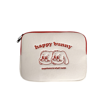 Geantă tabletă pluș cu iepuraș, model animal, material textil, căptușeală velur, stil desen animat pentru copii