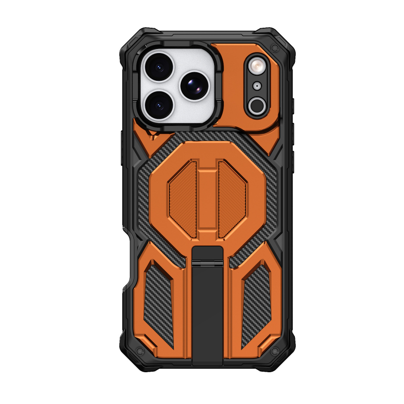 iPhone 15–17 sorozathoz készült háromvédelmes tok mágneses állvánnyal, ütésálló és leesésálló, PC injekciós öntés