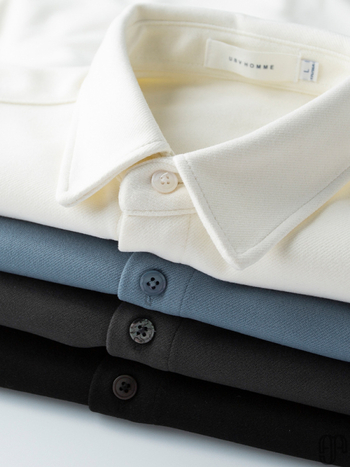 Férfi slim-fit hosszú ujjú poliészter ing, négyszögletes gallér, téli viselet