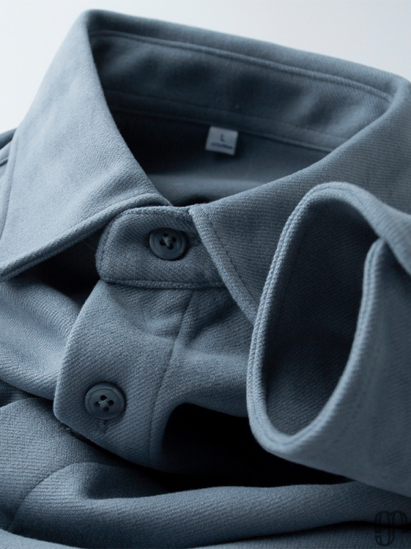 Férfi slim-fit hosszú ujjú poliészter ing, négyszögletes gallér, téli viselet