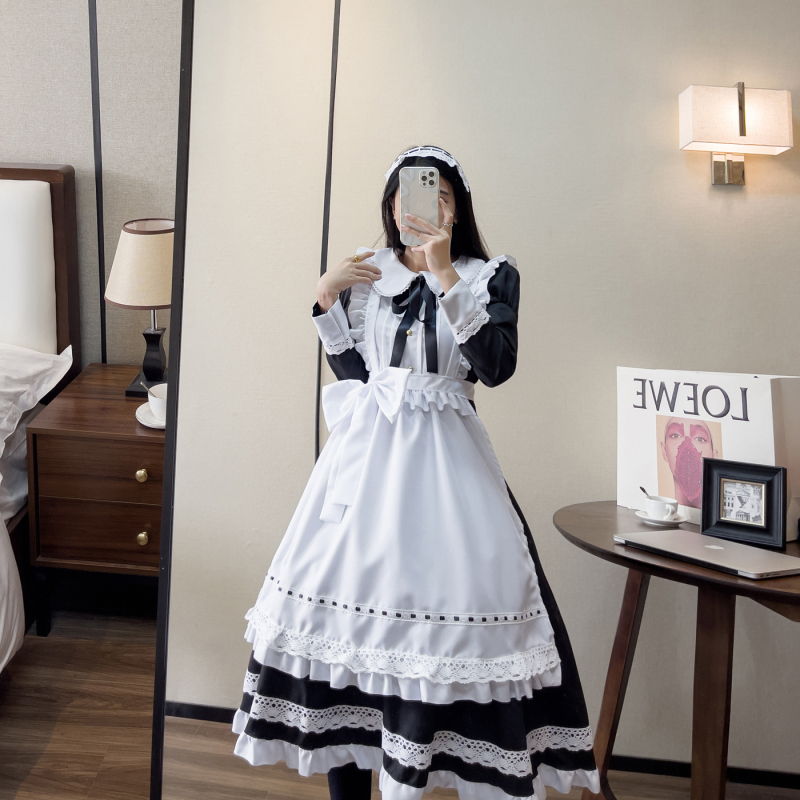 Kostim služavke za cosplay, dugi rukavi, poliester tkanina, smjesa sintetičkih vlakana, šifra 8078
