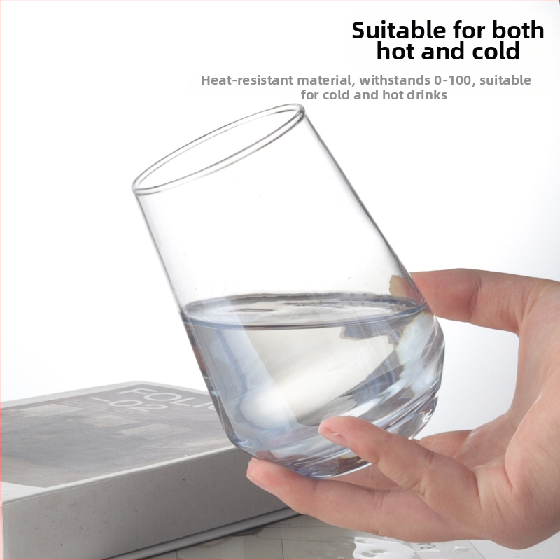 Sklenená šálka na výplach úst pre domáce použitie, moderný minimalistický štýl, guľatý tvar, uzáver na priame pitie, jednovrstvá konštrukcia