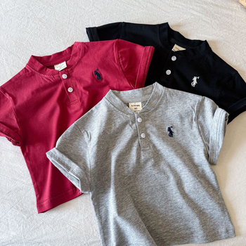 Tricou polo pentru copii, versiune coreeană, bumbac, vară 2025, pentru copii 3–8 ani