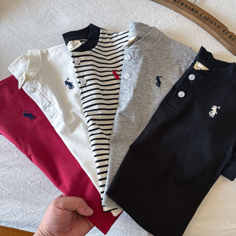 Tricou polo pentru copii, versiune coreeană, bumbac, vară 2025, pentru copii 3–8 ani