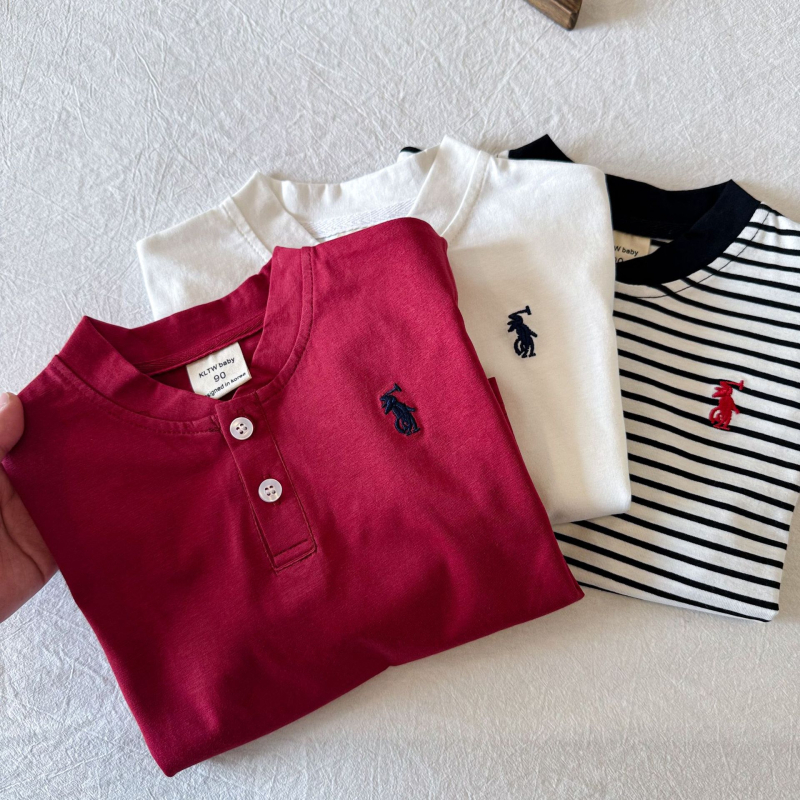 Tricou polo pentru copii, versiune coreeană, bumbac, vară 2025, pentru copii 3–8 ani