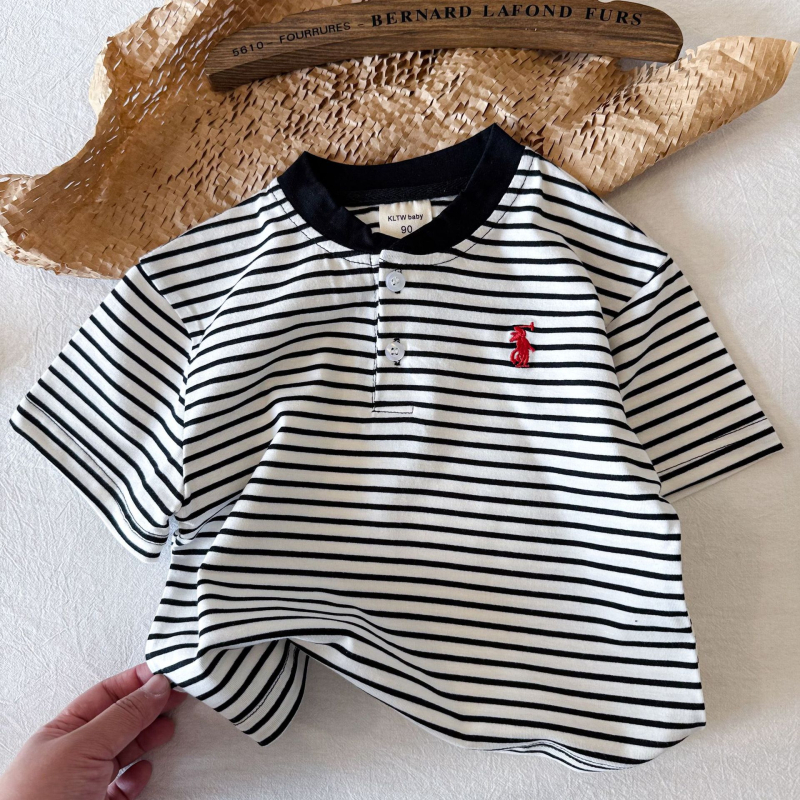 Tricou polo pentru copii, versiune coreeană, bumbac, vară 2025, pentru copii 3–8 ani