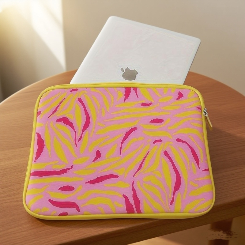 Geantă pentru laptop din material diving, model cu dungi, husă interioară antișoc, Căptușeală poliester, sezon iarnă 2023