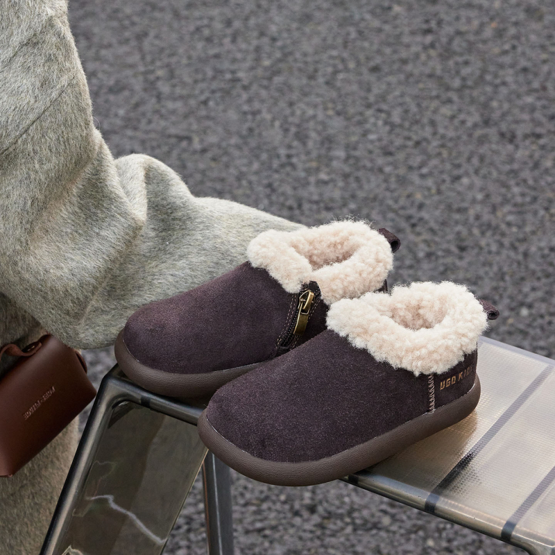 Dječje čizme za snijeg od nubuk kože s flis podstavom, unisex, zimski model 2025, gumeni potplat