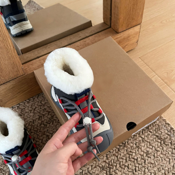 Sampo gyerekeknek készült hócipő gyapjú béléssel, cipzárral, uniszex, felső rész: tehénbőr, külső használatra