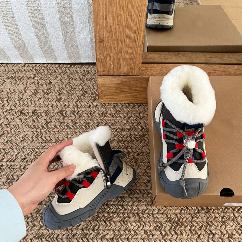 Sampo gyerekeknek készült hócipő gyapjú béléssel, cipzárral, uniszex, felső rész: tehénbőr, külső használatra