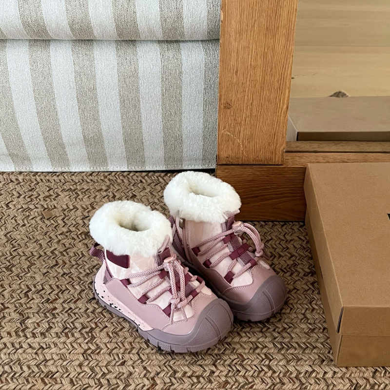 Sampo gyerekeknek készült hócipő gyapjú béléssel, cipzárral, uniszex, felső rész: tehénbőr, külső használatra