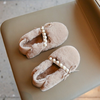 Dječje loafersice za djevojčice s plišastom podstavom i baršunastim gornjim dijelom, zimske, niski pet, gumeni potplat