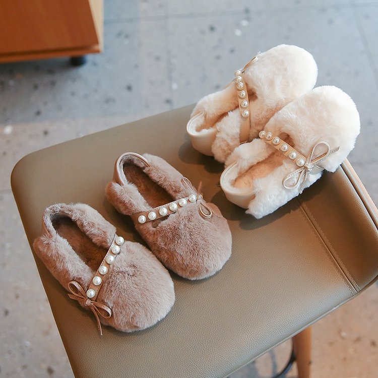 Dječje loafersice za djevojčice s plišastom podstavom i baršunastim gornjim dijelom, zimske, niski pet, gumeni potplat