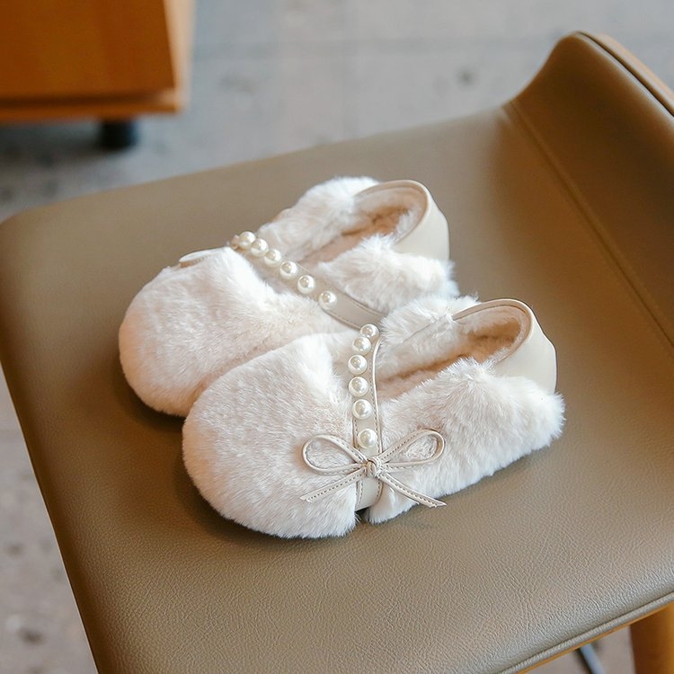 Dječje loafersice za djevojčice s plišastom podstavom i baršunastim gornjim dijelom, zimske, niski pet, gumeni potplat