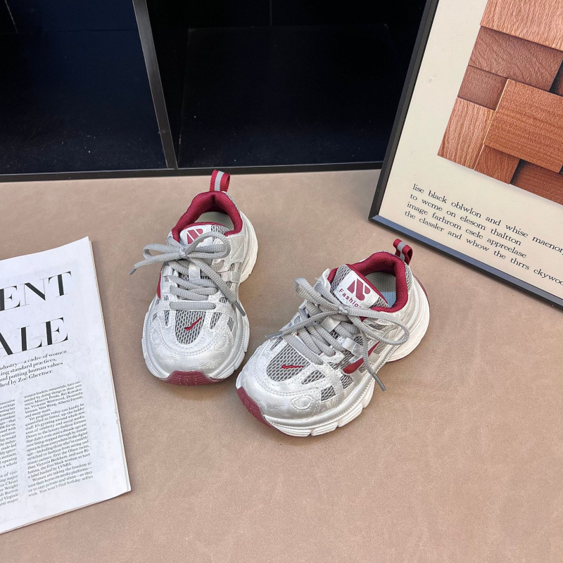 Pantofi sport pentru copii, respirabili, ușori pentru primăvară și toamnă, unisex, partea superioară din microfibră, talpă EVA, închidere cu Velcro