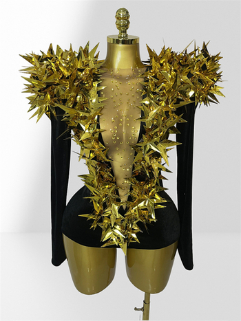 Body din catifea transparent cu paiete stelare pentru reprezentații pe scenă (Poliester 70–80%, Bumbac 20–30%, Primăvara 2025, Femei)