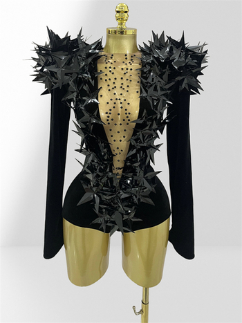 Body din catifea transparent cu paiete stelare pentru reprezentații pe scenă (Poliester 70–80%, Bumbac 20–30%, Primăvara 2025, Femei)