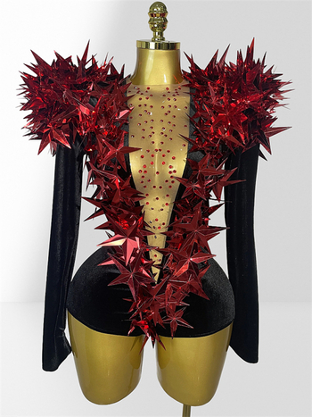 Body din catifea transparent cu paiete stelare pentru reprezentații pe scenă (Poliester 70–80%, Bumbac 20–30%, Primăvara 2025, Femei)