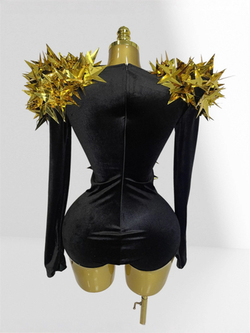 Body din catifea transparent cu paiete stelare pentru reprezentații pe scenă (Poliester 70–80%, Bumbac 20–30%, Primăvara 2025, Femei)