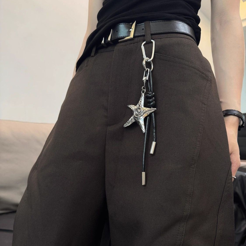 Metalni dodatak lančanog pojasa za hlače za torbe i ključeve – unisex, retro Y2K stil, legura, elektroplatiranje, oblik privjeska, uzorak zvijezda/sunce/mjesec/oblaci/univerzum