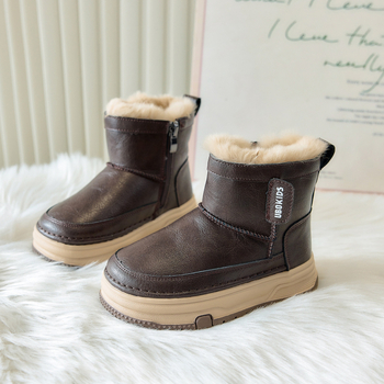 Ghete de iarnă pentru copii - Unisex, înălțime medie, PU pe exterior, talpă din cauciuc, respirabile și impermeabile, pentru 4–12 ani, iarnă 2025