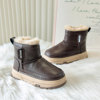 Ghete de iarnă pentru copii - Unisex, înălțime medie, PU pe exterior, talpă din cauciuc, respirabile și impermeabile, pentru 4–12 ani, iarnă 2025