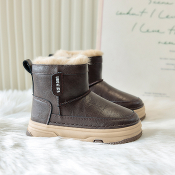 Ghete de iarnă pentru copii - Unisex, înălțime medie, PU pe exterior, talpă din cauciuc, respirabile și impermeabile, pentru 4–12 ani, iarnă 2025