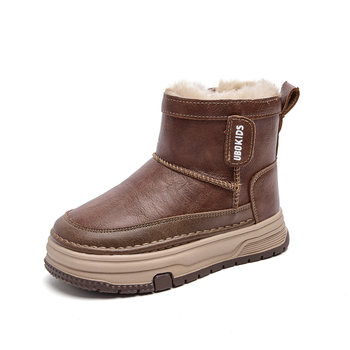 Ghete de iarnă pentru copii - Unisex, înălțime medie, PU pe exterior, talpă din cauciuc, respirabile și impermeabile, pentru 4–12 ani, iarnă 2025