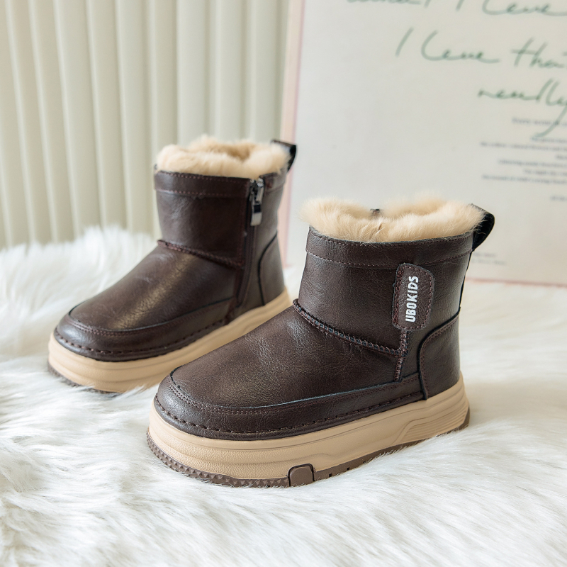 Ghete de iarnă pentru copii - Unisex, înălțime medie, PU pe exterior, talpă din cauciuc, respirabile și impermeabile, pentru 4–12 ani, iarnă 2025