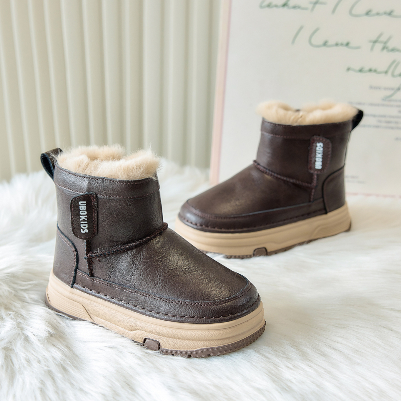 Ghete de iarnă pentru copii - Unisex, înălțime medie, PU pe exterior, talpă din cauciuc, respirabile și impermeabile, pentru 4–12 ani, iarnă 2025