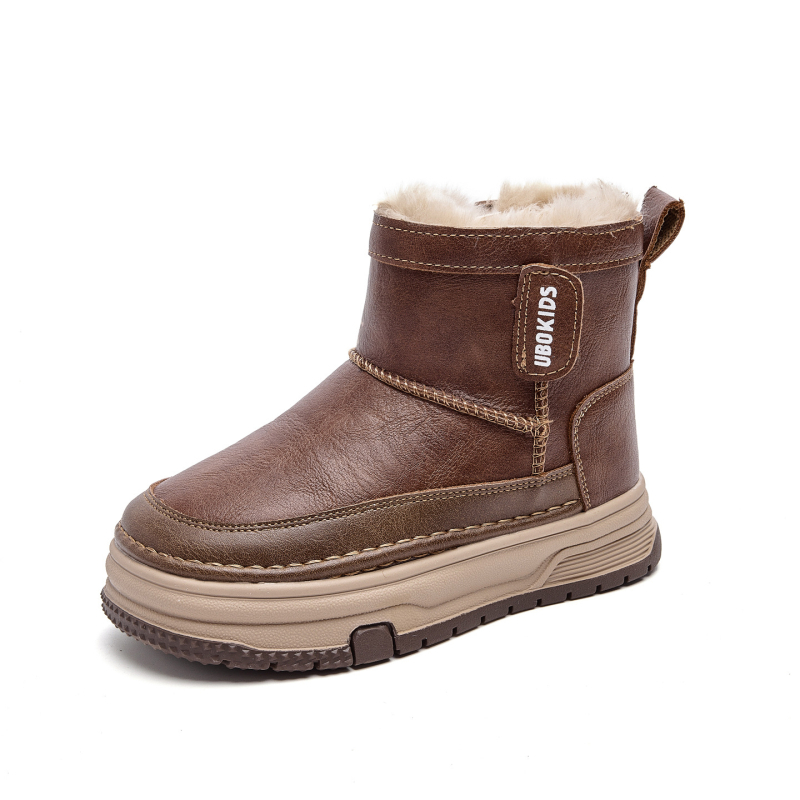 Ghete de iarnă pentru copii - Unisex, înălțime medie, PU pe exterior, talpă din cauciuc, respirabile și impermeabile, pentru 4–12 ani, iarnă 2025