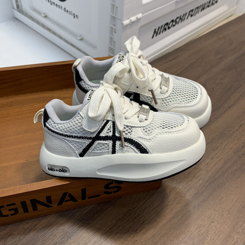 Pantofi sport pentru copii cu talpă subțire, din plasă, talpă din cauciuc, închidere Velcro, respirabili și antiderapante, unisex