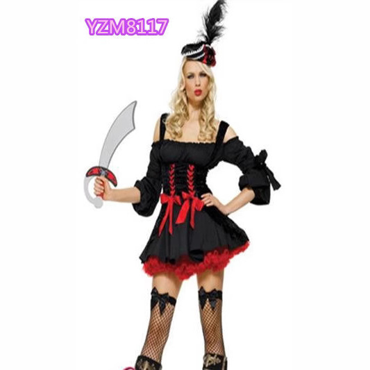 Ženski kostim Karipskog pirata za Halloween – Scenska izvedba, Poliester, 80% Glavni materijal