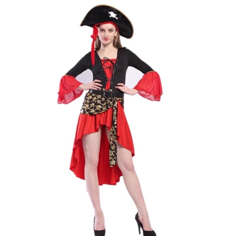 Ženski kostim Karipskog pirata za Halloween – Scenska izvedba, Poliester, 80% Glavni materijal
