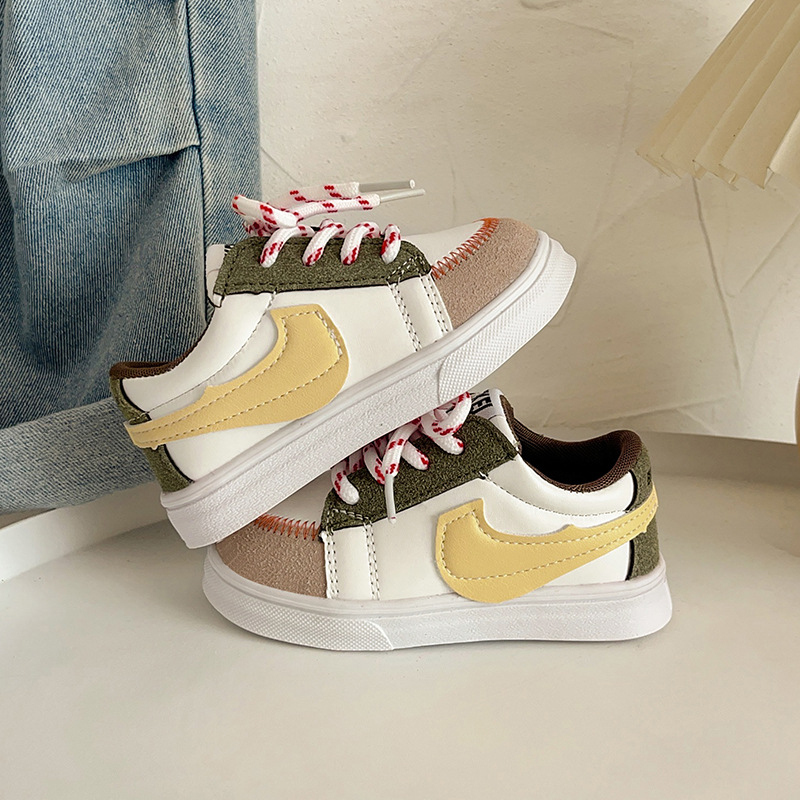 Pantofi sport pentru copii, unisex, partea superioară din piele microfibră, închidere Velcro, model camuflaj, talpă antiderapantă