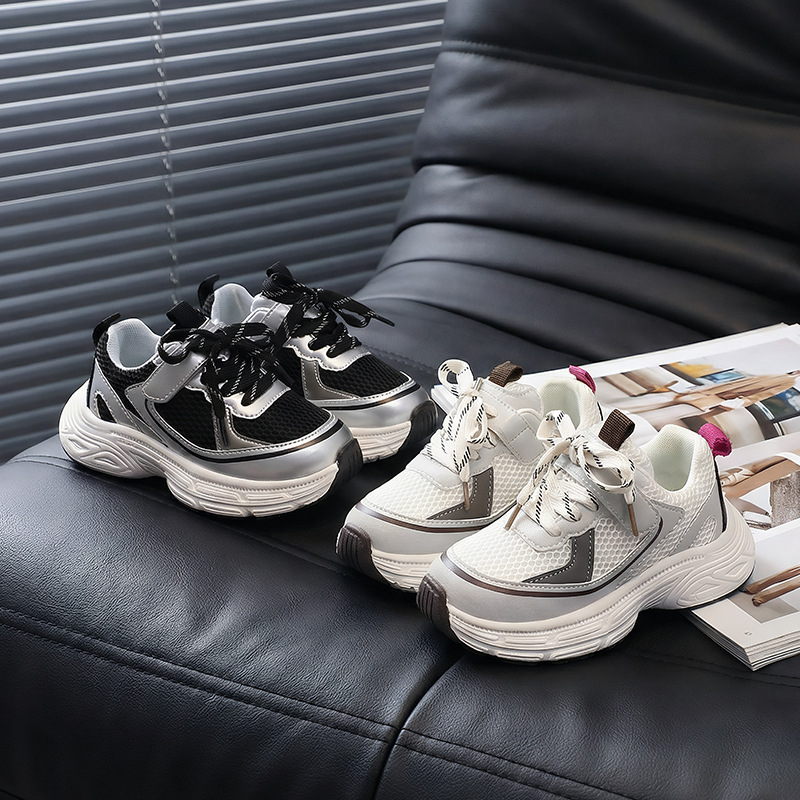 Gyerekeknek készült sportos casual cipő, uniszex, Velcro zárás, PU felsőrész, TPR talp, minden évszakra alkalmas, 7–16 éveseknek