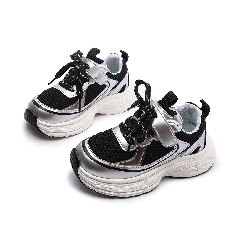 Gyerekeknek készült sportos casual cipő, uniszex, Velcro zárás, PU felsőrész, TPR talp, minden évszakra alkalmas, 7–16 éveseknek