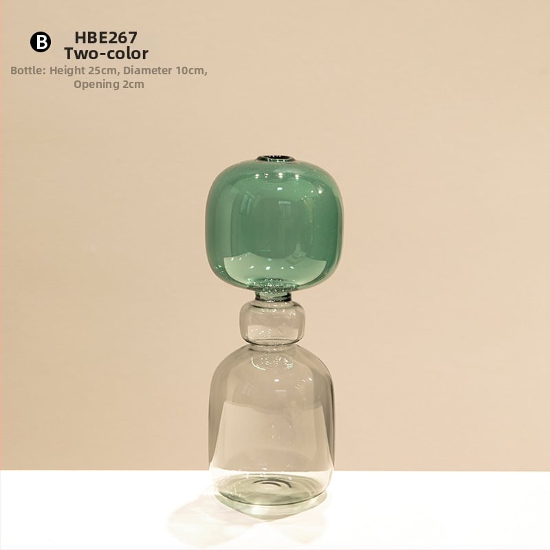 Vază din sticlă cu două straturi, design geometric, decor transparent pentru birou, semi-artizanal, stil modern de artă
