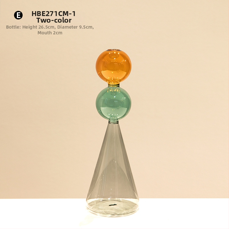 Vază din sticlă cu două straturi, design geometric, decor transparent pentru birou, semi-artizanal, stil modern de artă